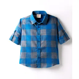 Rikidoos Cotton Woven Full Sleeves Checked Shirt - Blue-picture-22