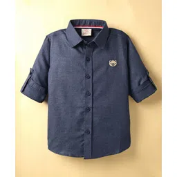 Rikidoos Cotton Woven Full Sleeves Solid Shirt - Navy Blue-picture-22