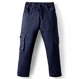 Rikidoos Cotton Woven Solid Cargo Pants - Navy Blue-picture-19