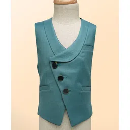 Rikidoos Full Sleeves Solid 3 Piece Party Suit With Bow Set - White & Sea Green image 3