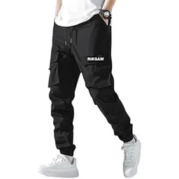 riksaw Men's Cargo Polyester Pants for Men || Regular Fit Mid Rise Cargo Joggers Solid Pants-picture-27