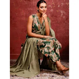 Rimeline Women Ethnic Motifs Printed Pure Cotton Kurta with Trousers & Dupatta-picture-13