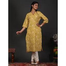 Rimeline Women Floral Printed Festive Cotton Straight Kurta-picture-28