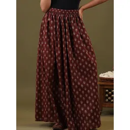 Rimeline Women Printed Pure Cotton Flared MaxiSkirt-picture-39