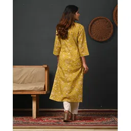 rimeline Women Floral Print Pure Cotton A-line Kurta image 2