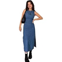 rimsha wear Women's wear Blue Denim Sleeveless Dress-picture-28