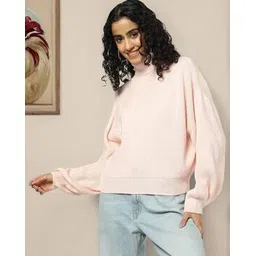 rio basic Women Ribbed Turtleneck Pullover-picture-34