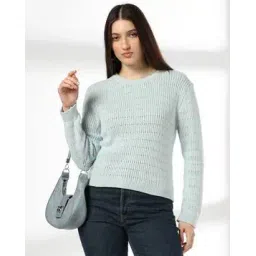 rio Women Knitted Regular Fit Round-Neck Sweater-picture-40