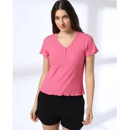 rio Women Ribbed Regular Fit Henley T-Shirt-picture-15