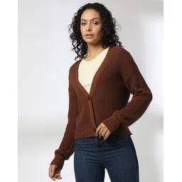rio Women Ribbed Regular Fit V-Neck Cardigan-picture-34