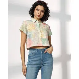 rio Women Schiffli Embroidered Regular Fit Crop Shirt-picture-36