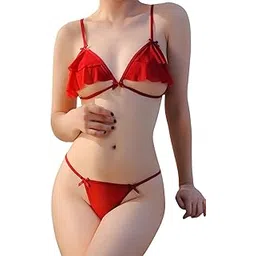 riodebella Women’s Sexy Lingerie Set – Sheer Mesh Bra & Panty with Ruffle Detailing | Two-Piece Nightwear Set-picture-21