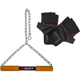 Rioff® Hanging bar Hanging Rod for Height Increaser Pull Up Exercise with Heavy Duty Chain Rod and Foam Grip With Weight Lifitng Gloves 4FT-picture-30