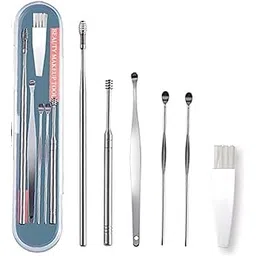 RIOMTRIC 6 Pcs Ear Pick with a Storage Box Earwax Removal Kit Earpick Resuable Ear Cleansing Tool Set Stainless Steel Ear Curette Ear Wax Remover Tool-picture-44