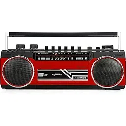Riptunes Cassette Boombox, Retro Blueooth Boombox, Cassette Player and Recorder, AM/FM/SW-1-SW2 Radio-4-Band Radio, USB, and SD, RED-picture-28