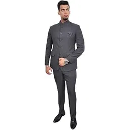 Men's 2Pcs Ethnic Contemporary Wedding Bandhgala Jodhpuri Prince Suit Set-image-45