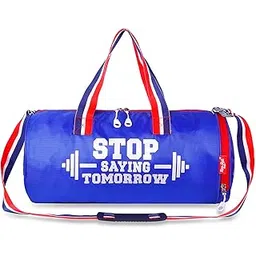 risen style Gym Duffle Bag, 25L Capacity, Shoe Compartment, Water Repellent, Blue with Motivational Quote-picture-52