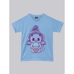 RISH Boys Blue Loose Fit Halloween Bat Printed Dry Fit T-shirt-picture-46