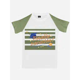 RISH Unisex White & Green Printed T-Shirt image 1
