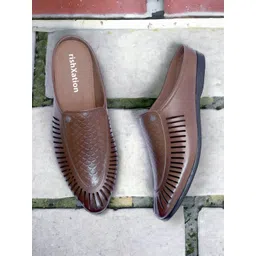 rishXation Men Ethnic Leather Fisherman Sandals-picture-31