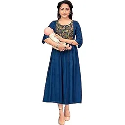 RITIJYA Feeding Kurtis for Women with Zip | Maternity Gown Pregnancy Dress for Nursing Mothers | Viscose Rayon | Stylish & Comfortable | S to 4XL | Maternity Wear Feeding Dress Tops-picture-11