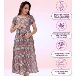 ritijya Feeding Kurtis for Women with Zip | Maternity Gown Pregnancy Dress in Poly Viscose for Nursing Mothers | Stylish & Comfortable | S to 4XL | Maternity Wear Feeding Dress Tops image 2