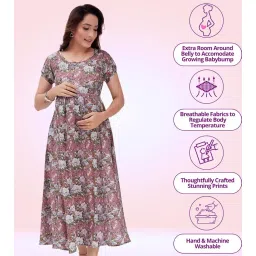 ritijya Feeding Kurtis for Women with Zip | Maternity Gown Pregnancy Dress in Poly Viscose for Nursing Mothers | Stylish & Comfortable | S to 4XL | Maternity Wear Feeding Dress Tops image 5