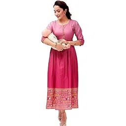 RITIJYA Feeding Kurtis for Women with Zip | Maternity Gown Pregnancy Dress for Nursing Mothers | Viscose Rayon | Stylish & Comfortable | S to 4XL | Maternity Wear Feeding Dress Tops-picture-12