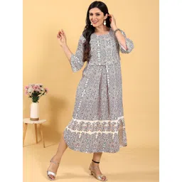 RITIJYA Floral Printed Fit And Flare Maternity Ethnic Dresses-picture-35