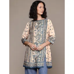 Ritu Kumar Floral Printed Boat Neck Pure Silk Kurti-picture-37