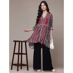 Ritu Kumar Tribal Printed V-Neck Kaftan Kurti-picture-36