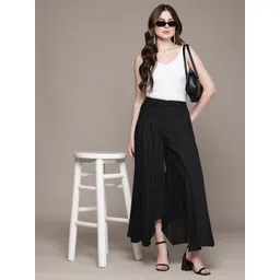 Ritu Kumar Women Self Striped Mid-Rise Flared Trousers-picture-27