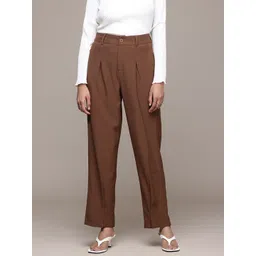 Ritu Kumar Women Solid Pleated Trousers-picture-17