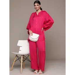 Ritu Kumar Women Solid Satin Co-Ords Set-picture-20