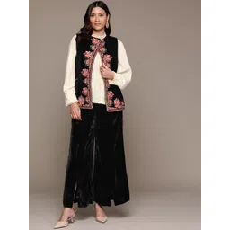 Ritu Kumar Women Top with Trousers & Embroidered Waistcoat-picture-29