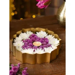 RITUALISTIC Gold Brass Sitara Urli for Flower Decoration-picture-41