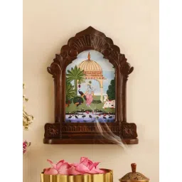 RITUALISTIC Lord Krishna Dark Brown Wood Printed Wall Art-picture-20