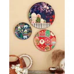 RITUALISTIC Multicolor Iron Printed Vintage Wall Plates & Paintings - Set of 3-picture-32