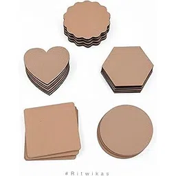Ritwika's Wooden Crafts Unfinished Wooden Surface Cutouts Mixed Shape - for DIY Crafts and Artistic Projects and Perfect for Wall Decoration | Pack of 20 (4 Each Shape) Size Starts from 15x15 cm-picture-26