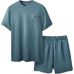 rivanora Stylish Men's Polyester Co-ord Set | Premium Half Sleeve T-Shirt & Shorts Combo | Summer Casual Gym Wear Set-picture-11