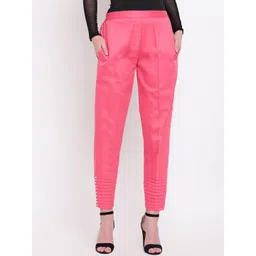 RIVI Women Pink Regular Fit Solid Regular Trousers-picture-18