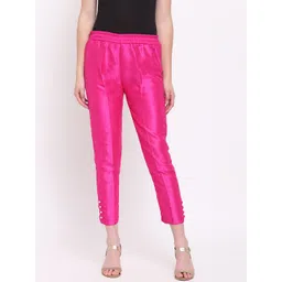 RIVI Women Pink Straight Fit Solid Regular Trousers image 1