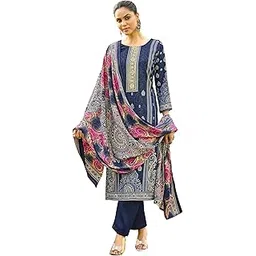 riwaayat trends Women's Unstitched Winter Wear Swaroski Diamond Work Pakistani Woollen Pashmina Salwar Suit Dress Material with Twill Pashmina Printed Shawl Dupatta-picture-28