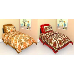 riya fabrics 140 TC Cotton Single Jaipuri Prints Flat Bedsheet-picture-17