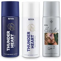 RIYA Thunderheart Blue, White & Bindas Grey | 150ml Each Deo for Men | Spicy & Aquatic | Perfume Body Spray | Pack of 3-picture-47