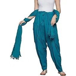 rizanyas Womens Cotton Full Patiala Salwar Pyjama with Dupatta (Free Size) Rama Green-picture-32