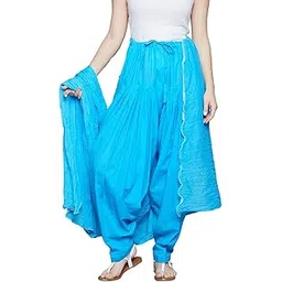 rizanyas Womens Cotton Full Patiala Salwar Pyjama With Dupatta (Free Size) Sky Blue-picture-20