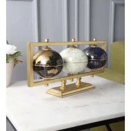 rizik store Educational 5 Inch Dia Metal Antique World Globe Showpiece (Black & Gold)-picture-25