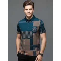 Rizim Men Printed Polo Collar Pockets Slim Fit T-shirt-picture-19