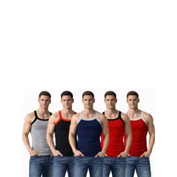 rizim Men Solid Square Neck Sleeveless Pure Cotton Rib innerwear Vest-picture-17